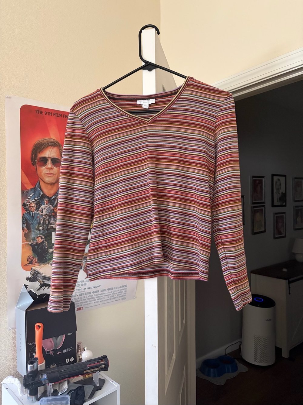 Charter Club Multicolor Striped V-Neck Long Sleeve Top